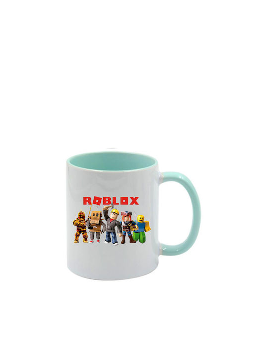 Roblox Tasse Grünes Minzdesign Mit Griff Innen