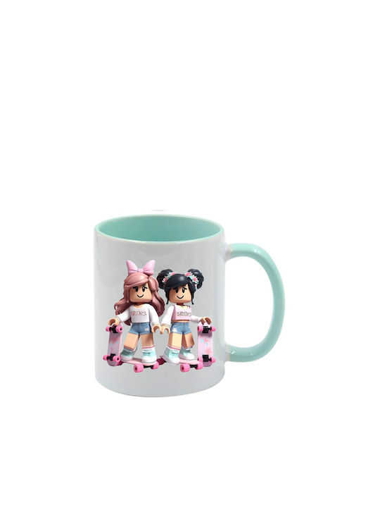 Roblox Tasse Grünes Minzdesign Mit Griff Innen