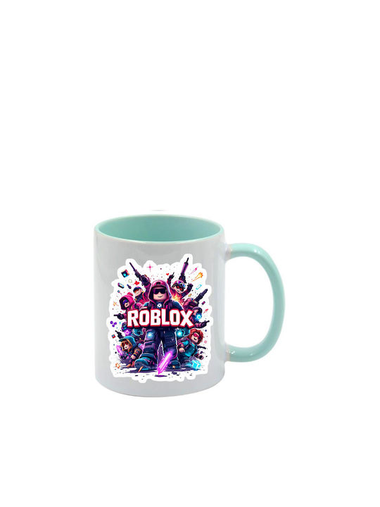 Roblox Tasse Grünes Minzdesign Mit Griff Innen
