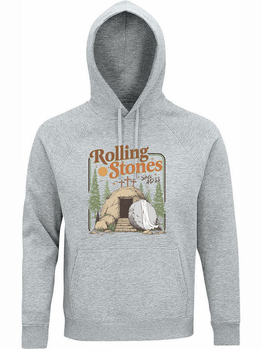 Hoodie Organic Unisex " Rolling Stones Funny Easter Edition " Grey Melange