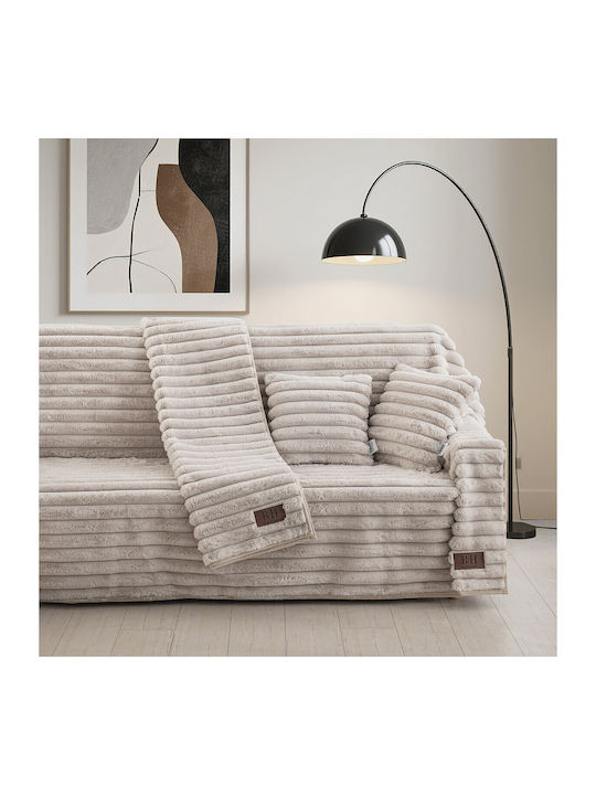 Beauty Home Stripe Art 8725 Überwürfe Set 2 Stück Pelzartige Beiges 8725SET2