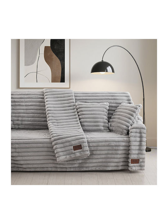 Beauty Home Stripe Art 8727 Überwürfe Set 2 Stück Pelzartig Graue