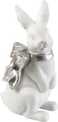 Polyester White Rabbit Silver Bow 11.5x10x20.8cm