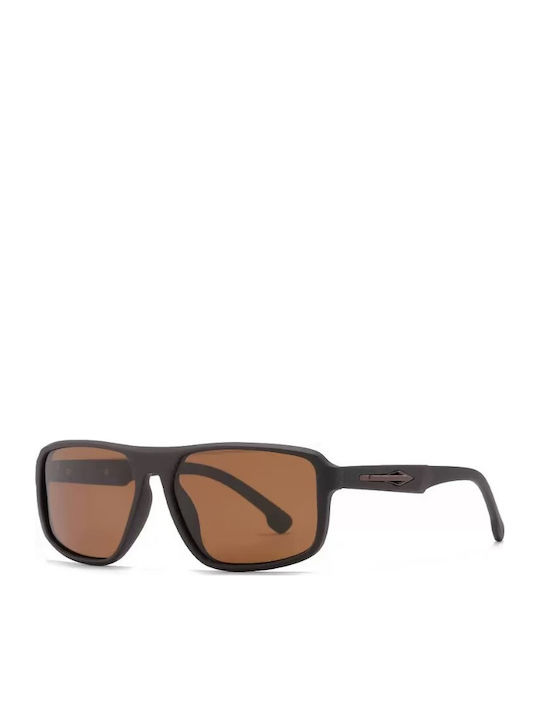 King Unisex Sunglasses with Black Frame and Brown Polarized Lens SUNKI345-SN021