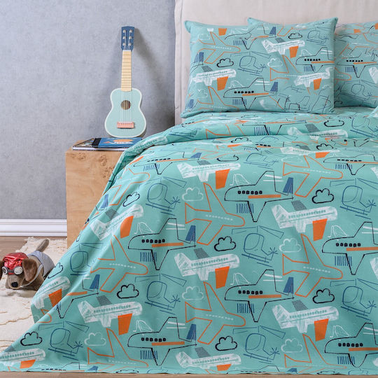 Melinen Cotton Single Sheets Set with Elastic Band 170x270cm 3 Pieces