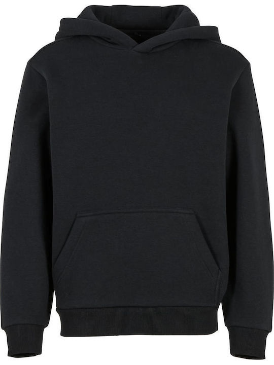 Fleece Επένδυση Παιδικό Φούτερ με Κουκούλα Black