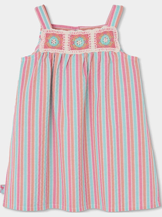 Girls Sleeveless Striped Printed Dress