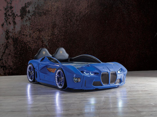 Kinderbett Auto Blau Rennsportstil 243x134x60cm