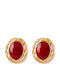 Eluna Knitted Stud Earrings with Red Pearls