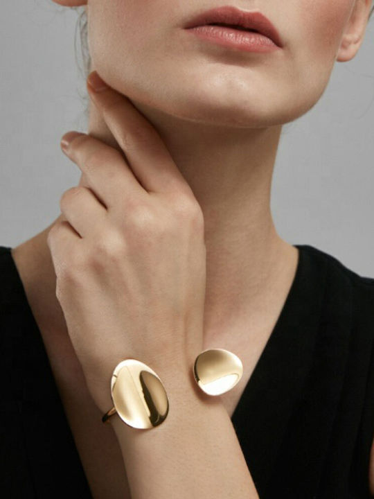 Elegant Women's Gold Plated Steel Handcuff Bracelet