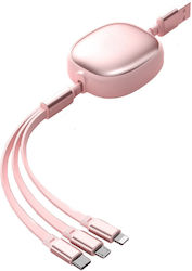 Universal Retractable Phone Cable Alista Home Universal 3in1 Any Type Phone Micro-usb Lightning Type-c 1.2m Pink Universal Retractable Phone Cable Alista Home Universal 3in1 Any Type Phone Micro-usb Lightning Type-c 1.2m Pink