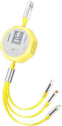 3in1 Retractable Phone Cable Alista Home 100w Fast Charging Cable Mecha Style Suitable Car Universal 1.2m Yellow 3in1 Retractable Phone Cable Alista Home 100w Fast Charging Cable Mecha Style Suitable Car Universal 1.2m Yellow