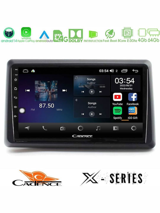 Cadence Car Audio System for Renault Express 2022-2023 Bluetooth USB WiFi GPS Apple CarPlay Android Auto with 9" Touch Screen
