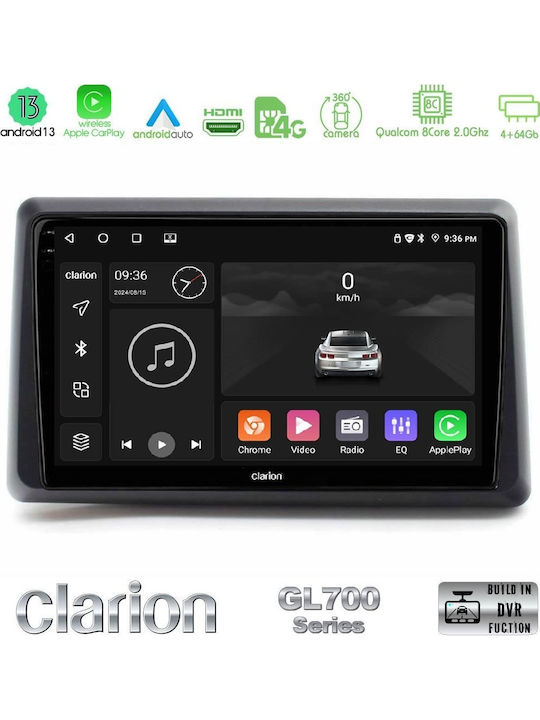 Clarion Car Audio System for Renault Express 2022-2023 Bluetooth USB WiFi GPS Apple CarPlay Android Auto with 9" Touch Screen