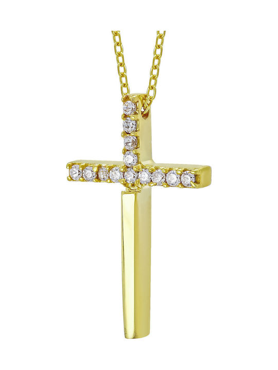 Kiriakos Gofas Damen Gold Kreuz 9K mit Kette