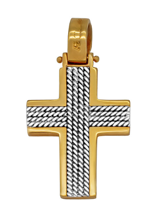 Savvas Design Χρυσός Σταυρός 14Κ Διπλής Όψης