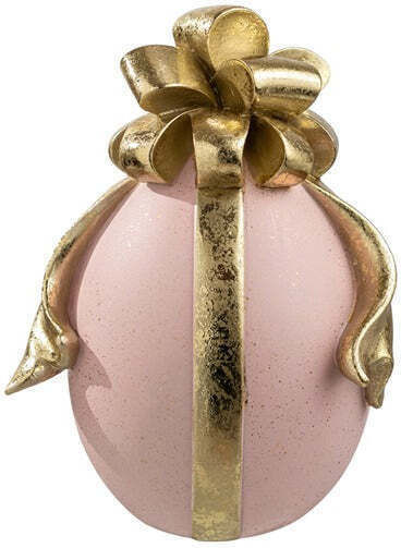 Zen Collection Christmas Plastic Figure Rose Gold Bow Height 17.8cm