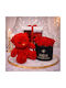Pachet Special De Valentine Tommy Bear Aranjament 20 Cm 7 Trandafiri Săpun În Cutie Elegantă