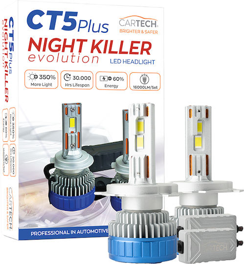 Cartech Lampă Auto și Motocicletă H4 LED 6500K Alb Rece 140W