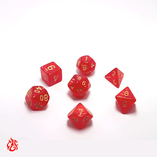 Dice Set Red Σετ Ακρυλικών Ζαριων Rpg Dungeons & Dragons Pathfinder Wargames