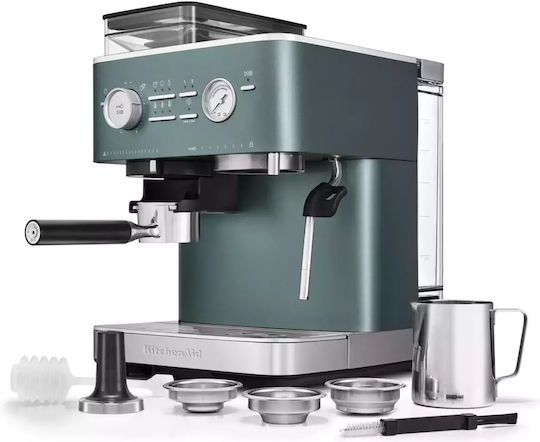 Kitchenaid Μηχανή Espresso Πίεσης 15bar με Μύλο Άλεσης Πράσινη 5KES6551EJP