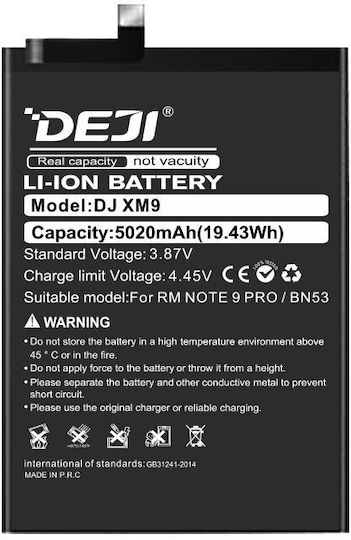 Deji Συμβατή Μπαταρία Αντικατάστασης 5020mAh για Redmi Note 9 Pro