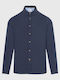 Long Sleeve Linen Shirt in Regular Fit Navy Blue