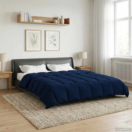 vidaXL Παπλωματοθήκη Υπέρδιπλη 220x240 Σκούρο Μπλε