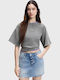 Damen T-shirt Gewaschene Schwarze