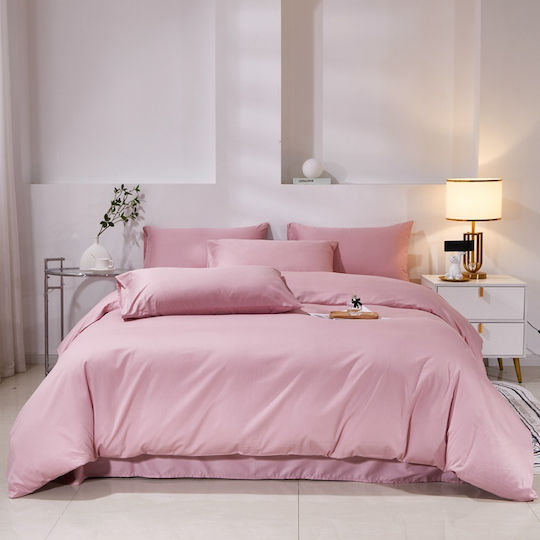 Σετ Παπλωματοθήκη Βαμβακέρή Μονή 160x240cm 1 Μαξιλαροθήκη & 1 Σεντόνι Ροζ