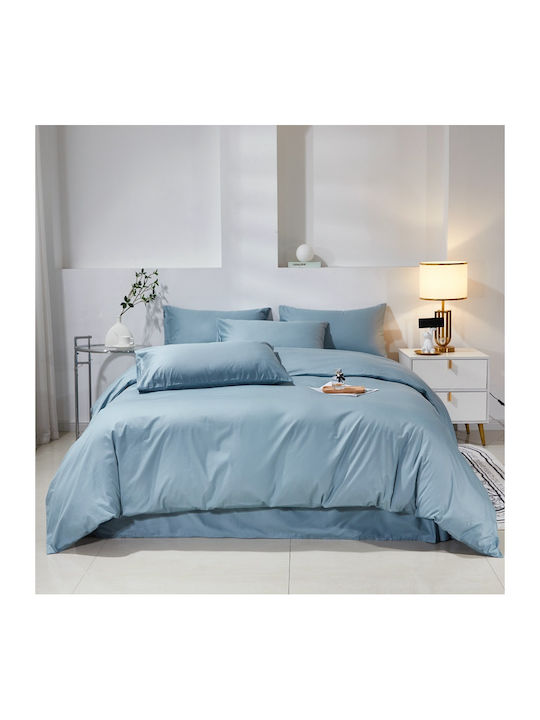 Σετ Παπλωματοθήκη Βαμβακέρή Μονή 160x240cm 1 Μαξιλαροθήκη & 1 Σεντόνι Γκριζομπλέ