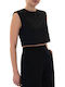 Women's Crop Top Cotton Sleeveless Black