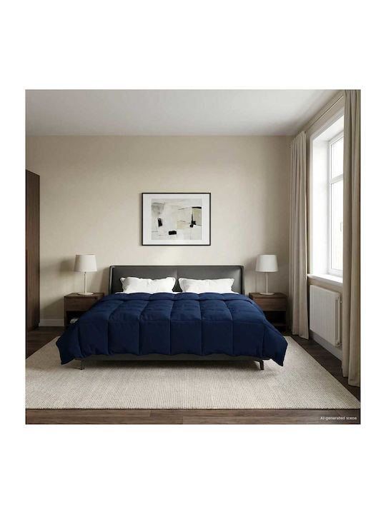 vidaXL Velvet Blanket Double 240x260cm Dark Blue