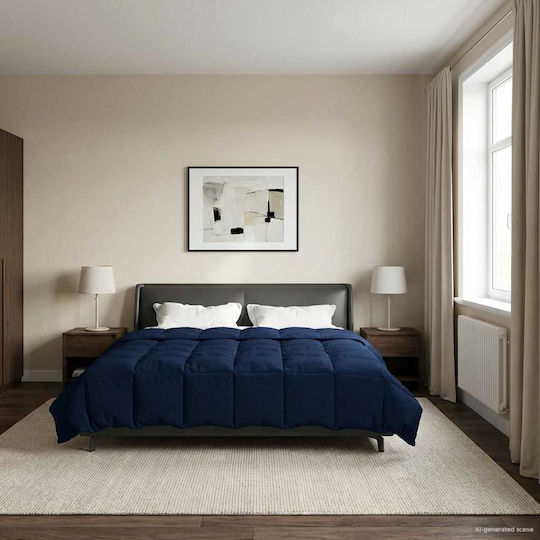 vidaXL Velvet Blanket Double 240x260cm Dark Blue