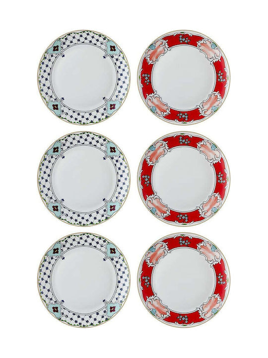 Hermia Shallow Porcelain Multicolour Plate Diameter 27cm 6 Pieces