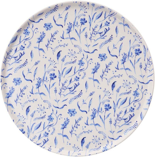 Hermia Shallow Blue Ceramic Plate with Diameter 25.5cm 6 Pieces