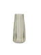 Kaemingk Decorative Glass Vase Green with Embossed Stripes Diameter 10cm x Height 21.5cm