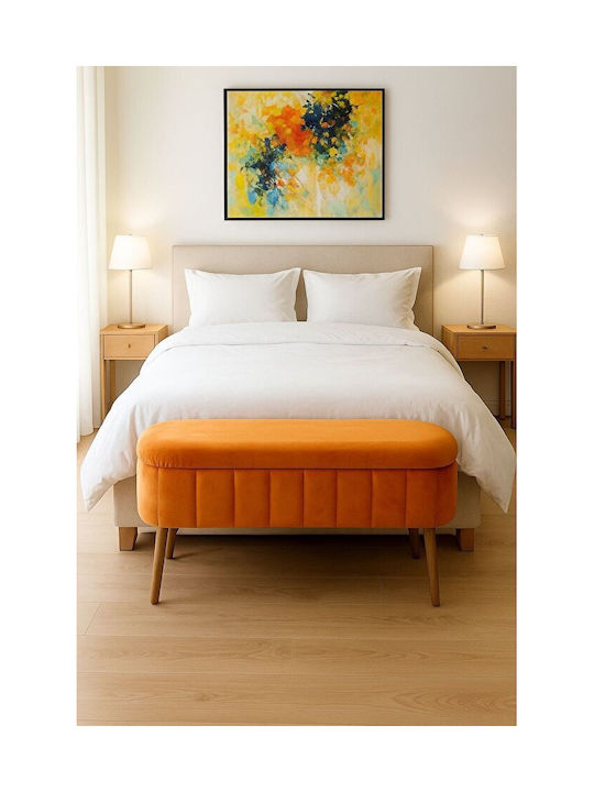 Orange Bed Bench with Wooden Legs 94x39x49cm
