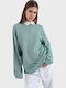 Damen Polo Bluse Langärmelig Grün