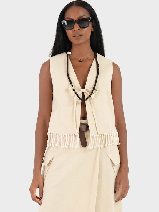 Women's Cotton Sleeveless Top Light Beige