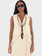 Women's Cotton Sleeveless Top Light Beige