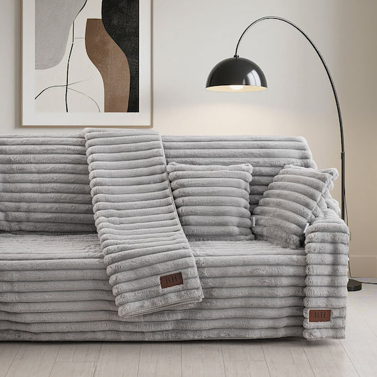 Beauty Home Διακοσμητική Μαξιλαροθήκη από Γούνα Γκρι 40x40εκ.