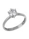 Single Stone Ring From 9K White Gold With Zircon