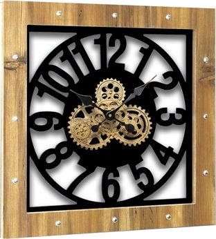 Braune Hölzernes Platz Wanduhr Mit Zahnrädern 60x60cm