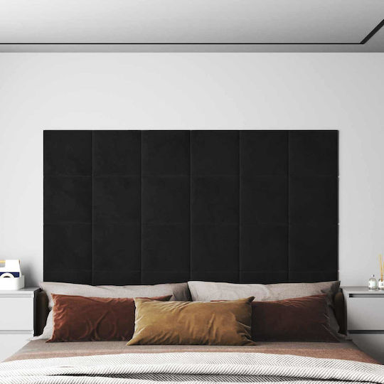 vidaXL Kopfstützen für Betten Wand 12 Stück Schwarz Samt 30x1,5x30cm