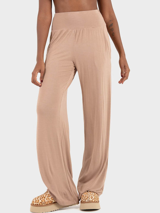 Women's Fabric Trousers in Straight Fit Light Brown