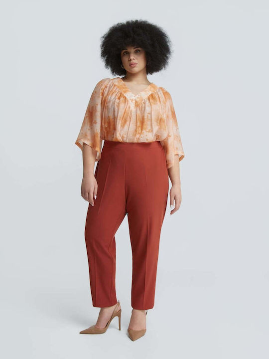 Women's Fabric Trousers with Rubber Band Orange 0039.2559.NETTO-dark-orange