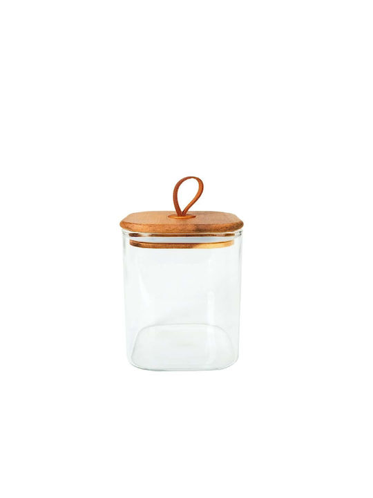 Espiel Set 6pcs General Use Jars with Wooden Lid Transparent 370ml