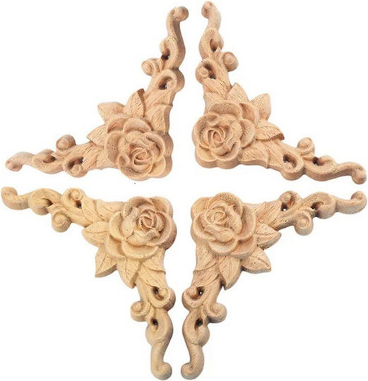 Wood Carved Solid Wood Corners 8x8cm Set of 4 Pieces