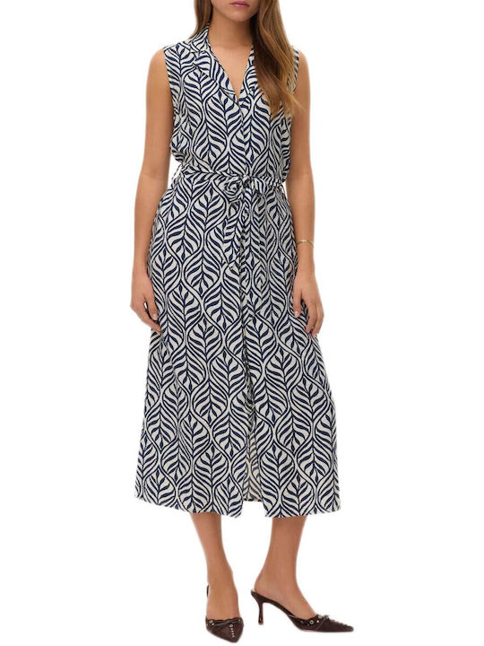 Καλοκαιρινό Midi Σεμιζιέ Φόρεμα Birch Navy